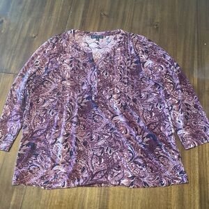 Chic Paisley Print Blouse in Plum